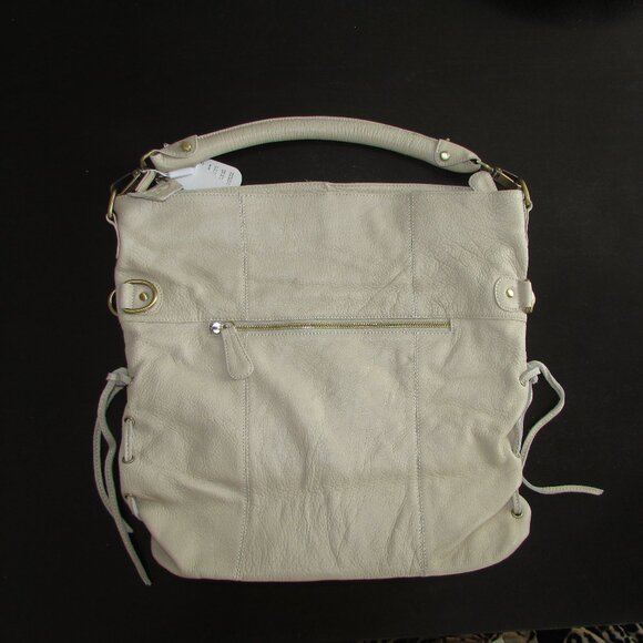 Leather Cream Pocketed Hobo Handbag - NEW - Picture 9 of 15